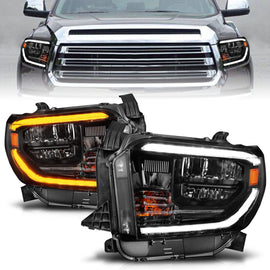 ANZO 111533 -  FITS: 2014-2021 Toyota Tundra LED Crystal Headlights w/ Switchback Black Housing w/ DRL