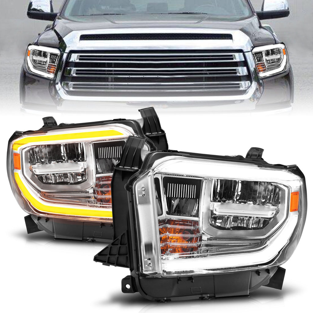 ANZO 111534 -  FITS: 2014-2021 Toyota Tundra LED Crystal Headlights w/ Switchback Chrome Housing w/ DRL