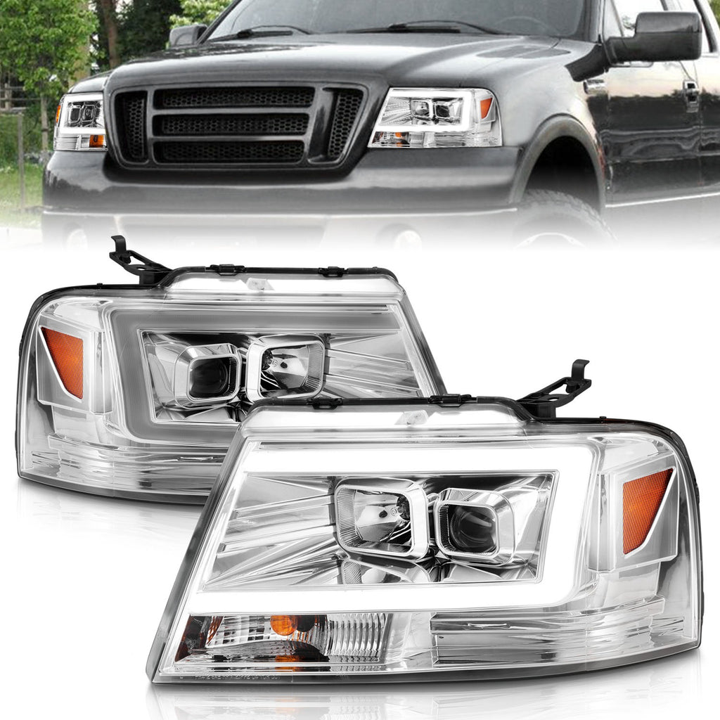 ANZO 111542 -  FITS: 2004-2008 Ford F-150 Projector Headlights w/ Light Bar Chrome Housing