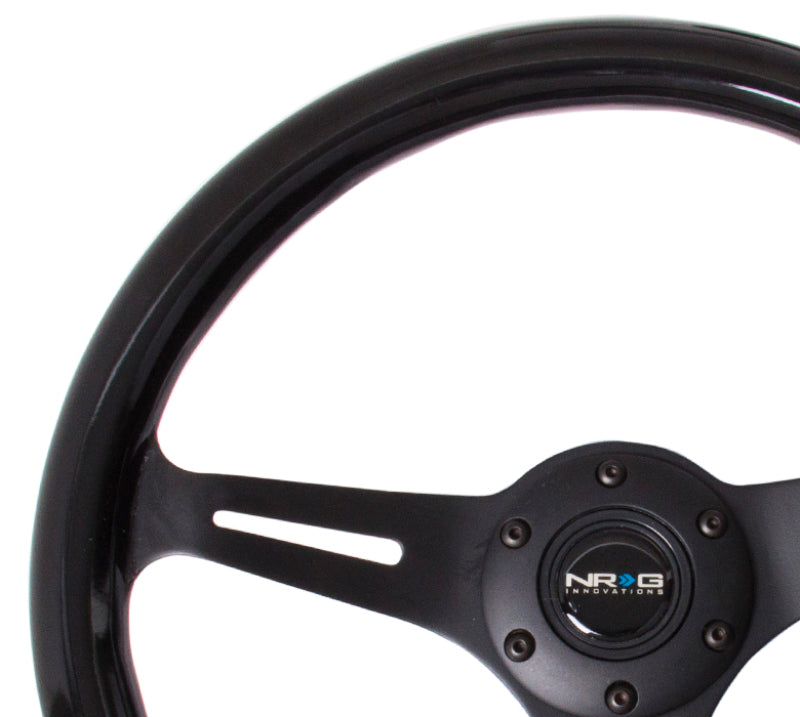 NRG ST-015BK-BK - Classic Wood Grain Steering Wheel (350mm) Black Paint Grip w/Black 3-Spoke Center