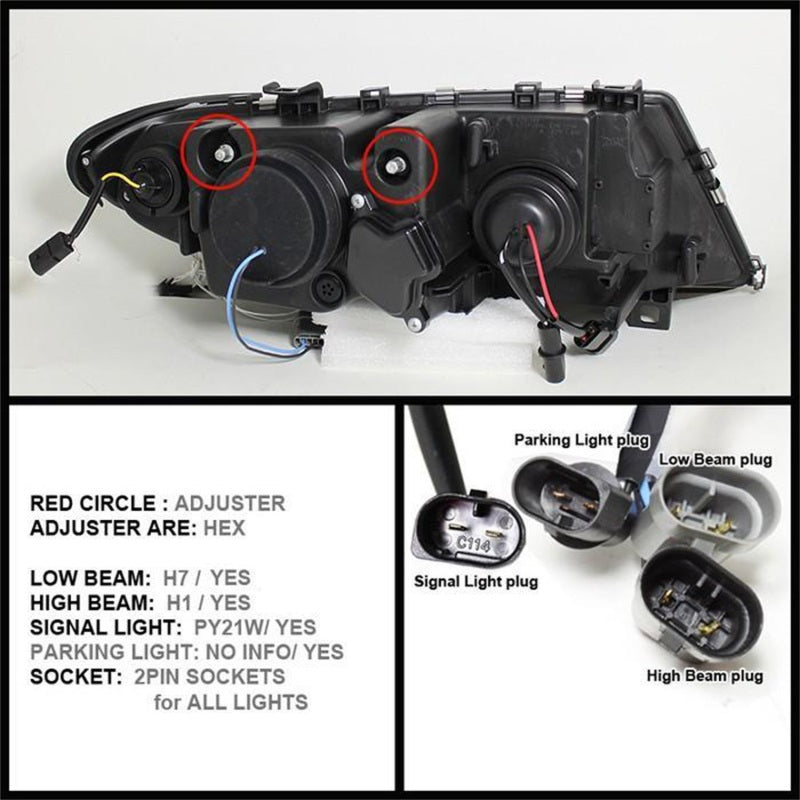 SPYDER 5042415 - Spyder BMW E46 3-Series 02-05 4DR Projector Headlights 1PC LED Halo Blk PRO-YD-BMWE4602-4D-AM-BK