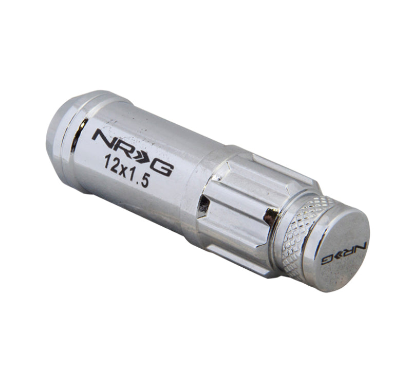 NRG LN-LS700SL-21 - 700 Series M12 X 1.5 Steel Lug Nut w/Dust Cap Cover Set 21 Pc w/Locks & Lock Socket Silver