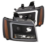 ANZO 111402 FITS: 07-14 Chevy Tahoe Projector Headlights w/ Plank Style Design Black w/ Amber