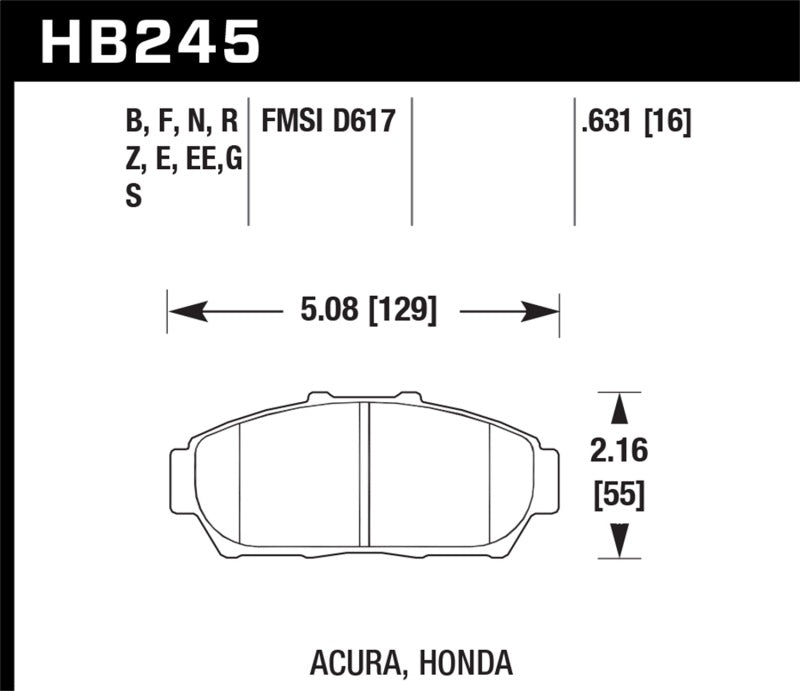 Hawk 1997-2001 Acura Integra GS HPS 5.0 Front Brake Pads - free shipping - Fastmodz