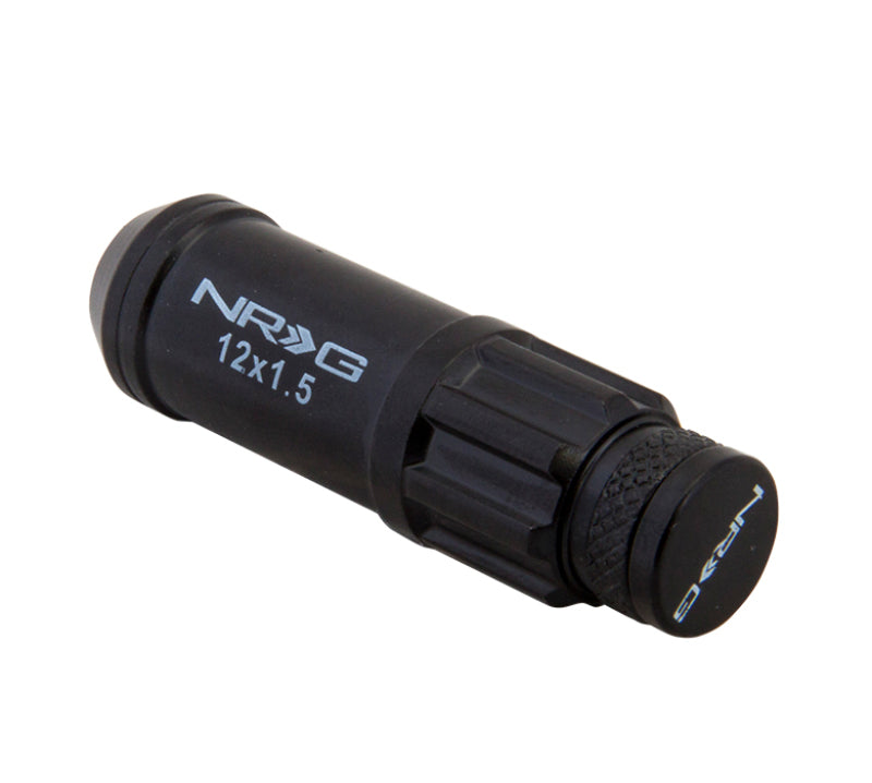 NRG LN-LS700BK-21 - 700 Series M12 X 1.5 Steel Lug Nut w/Dust Cap Cover Set 21 Pc w/Locks & Lock Socket Black