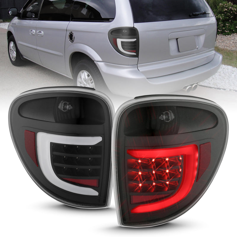 ANZO 311365 FITS 2004-2007 Dodge  Grand Caravan LED Tail Lights w/ Light Bar Black Housing Clear Lens