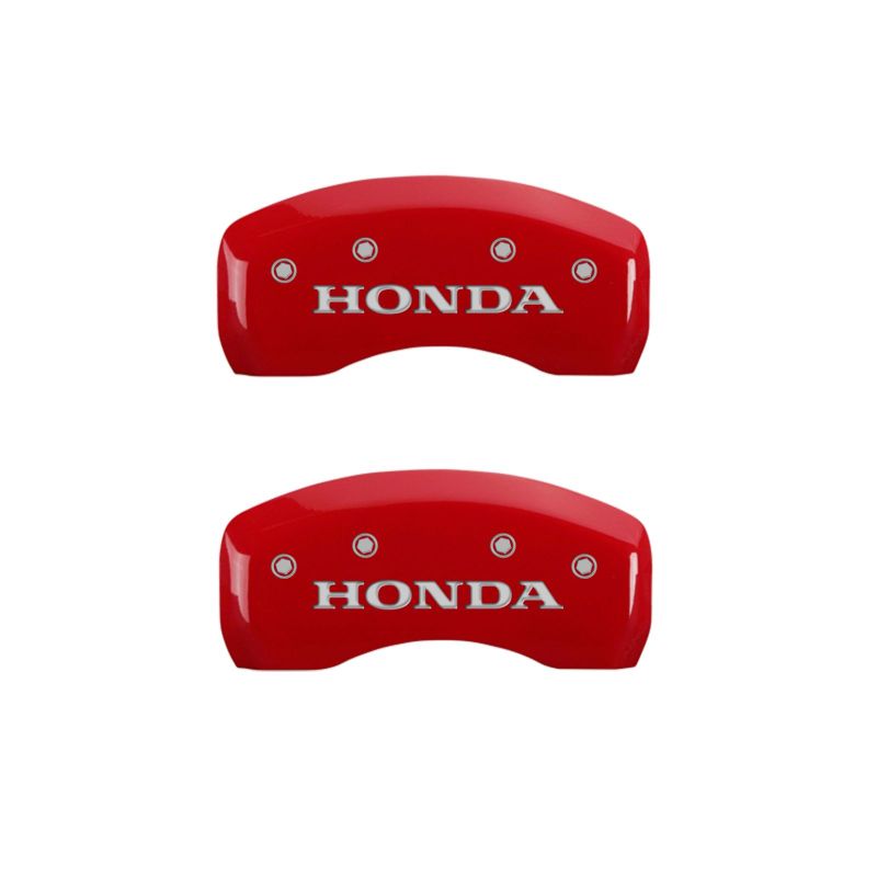 MGP 20218SHONRD - 4 Caliper Covers Engraved Front & Rear Honda Red finish silver ch