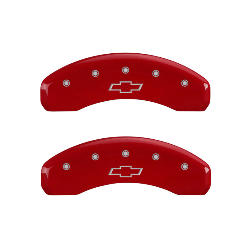 MGP 14004SBOWRD FITS 4 Caliper Covers Engraved Front & Rear Bowtie Red finish silver ch