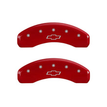 Load image into Gallery viewer, MGP 14004SBOWRD FITS 4 Caliper Covers Engraved Front &amp; Rear Bowtie Red finish silver ch