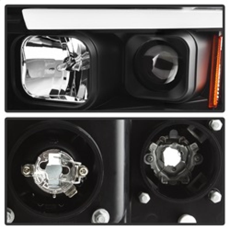 SPYDER 5084606 - Spyder 02-05 Dodge Ram 1500 Light Bar Projector HeadlightsBlack (PRO-YD-DR02V2-LB-BK)