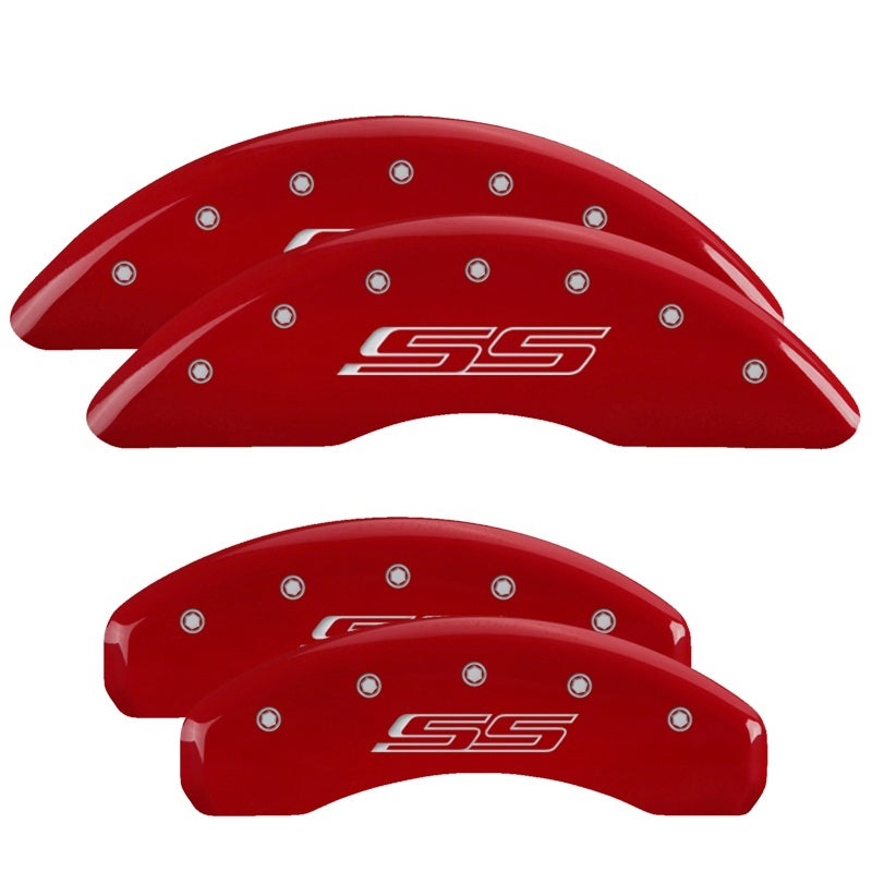 MGP 14241SSS5RD - 4 Caliper Covers Engraved Front & Rear Gen 5/SS Red finish silver ch