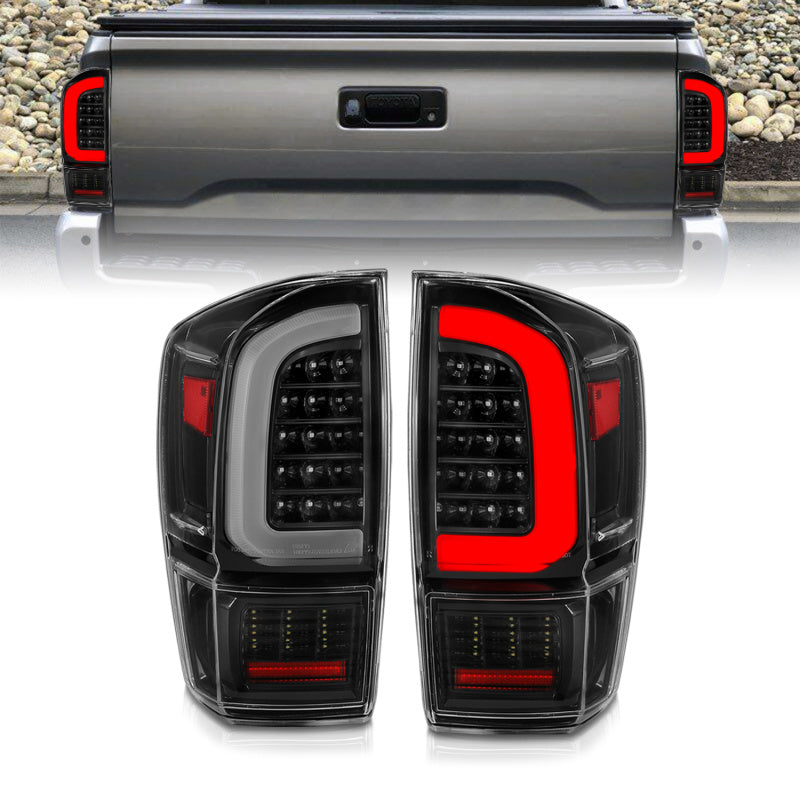 ANZO 311400 - FITS: 16-21 Toyota Tacoma LED Tail Lightsw/ Light Bar Sequential Black Housing & Clear Lens