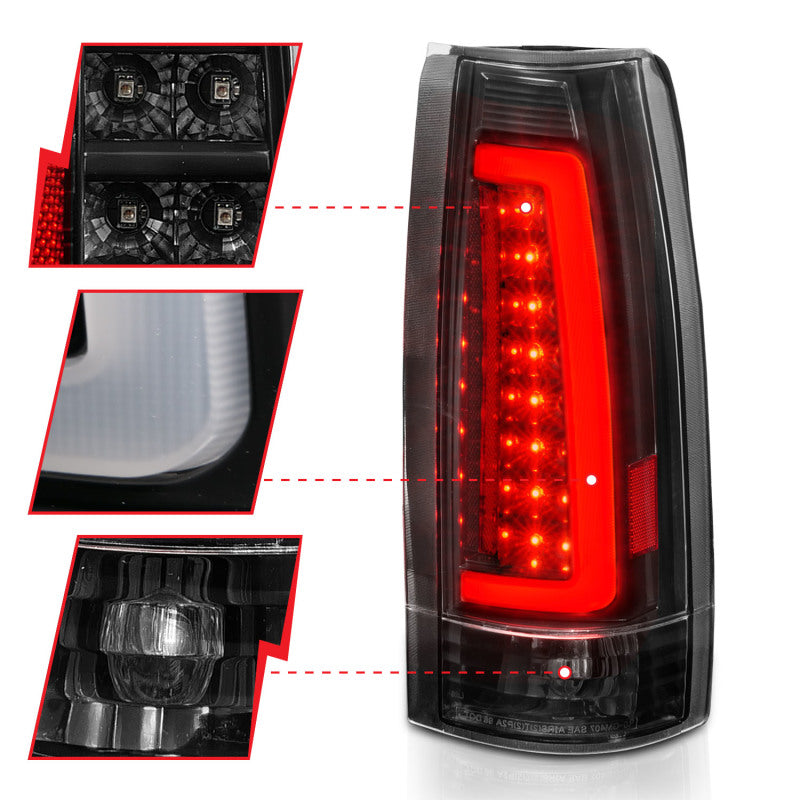 ANZO 311344 -  FITS: 1999-2000 Cadillac Escalade LED Taillights Black Housing Clear Lens Pair