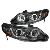 ANZO 121454 FITS: 2006-2011 Honda Civic Projector Headlights w/ Halo Black (CCFL)