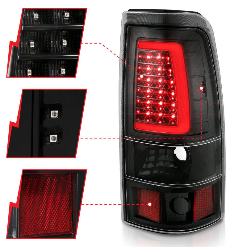 ANZO 311330 -  FITS: 1999-2002 Chevy Silverado 1500 LED Taillights Plank Style Black w/Clear Lens