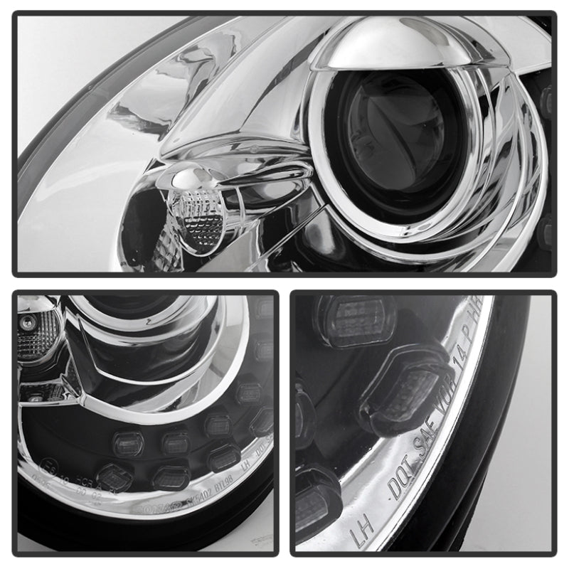 SPYDER 5080554 - Spyder Volkswagen Beetle 1998-2005 Projector Headlights DRL Chrome PRO-YD-VB98-DRL-C
