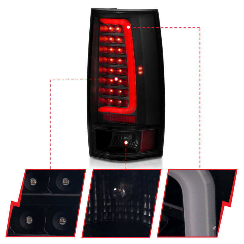 ANZO 311322 -  FITS: 2007-2014 Chevy Tahoe LED Taillight Plank Style Black w/Smoke Lens