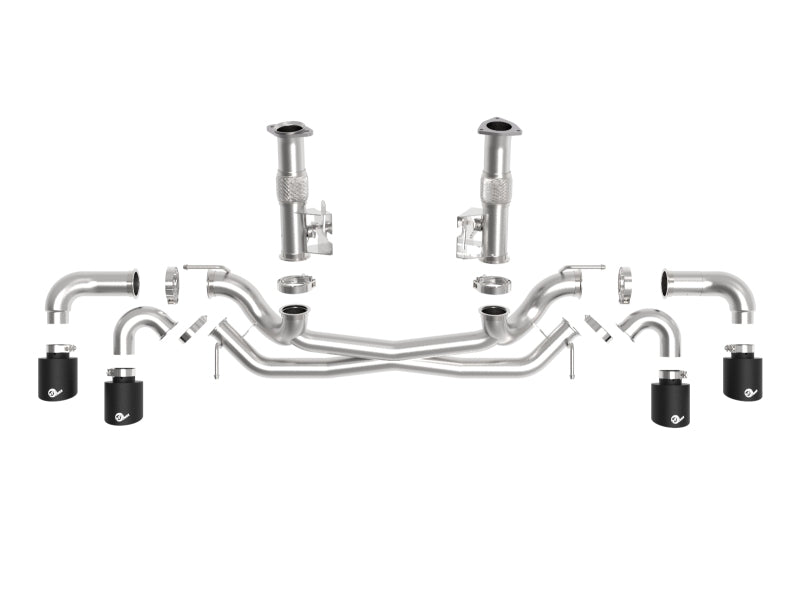 aFe 49-34127NM-B FITS MACH Force-Xp 3in to 2-1/2in 304SS Cat-Back (No Muff.) 2020 Chevy Corvette (C8) 6.2L - Black Tip