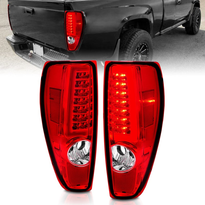 ANZO 311384 FITS 2004-2012 Chevrolet Colorado/ GMC Canyon LED Tail Lights w/ Light Bar Chrome Housing Red/Clear