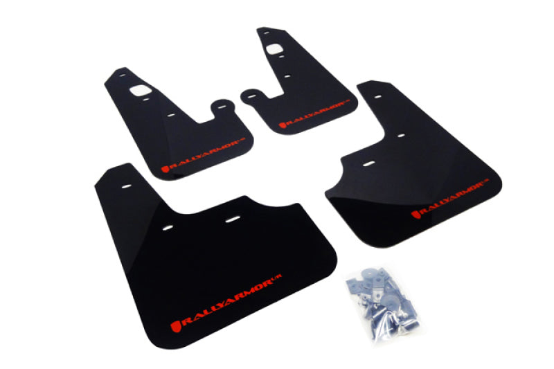 Rally Armor MF8-UR-BLK/RD FITS: 2007+ Mitsubishi Lancer (doesnt fit Sportback) UR Black Mud Flap w/ Red Logo