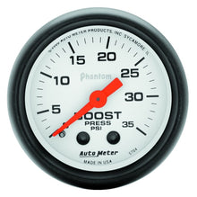 Load image into Gallery viewer, AutoMeter 5704 - Autometer Phantom 52mm 35 PSI Mechanical Boost Gauge