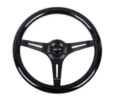 NRG ST-015BK-BSB - Classic Wood Grain Steering Wheel (350mm) Black Sparkled Grip w/Black 3-Spoke Center