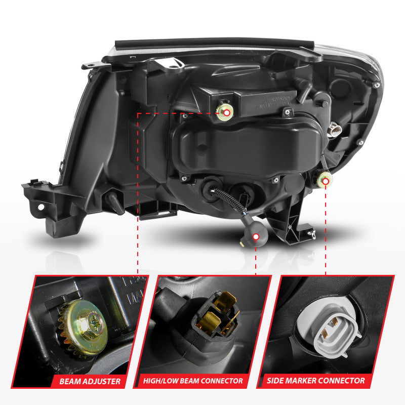ANZO 111564 -  FITS: 05-11 Toyota Tacoma Projector Headlights w/Light Bar Switchback Black Housing