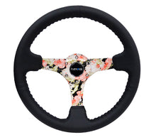 Load image into Gallery viewer, NRG RST-036FL-R - Reinforced Steering Wheel (350mm / 3in. Deep) Blk Leather Floral Dipped w/ Blk Baseball Stitch