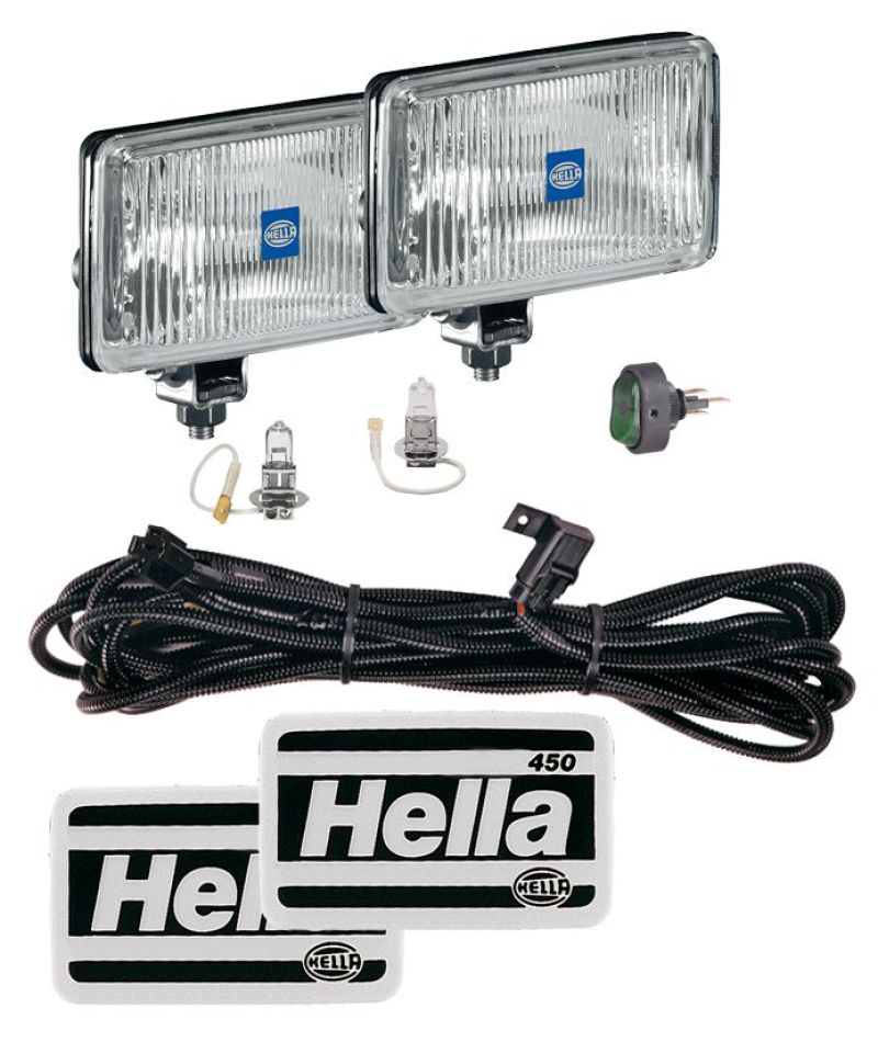 Hella 5860601 FITS 450 H3 12V SAE/ECE Fog Lamp Kit ClearRectangle (Includes 2 Lamps)