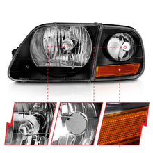 Load image into Gallery viewer, ANZO 111460 FITS 1997-2003 Ford F150 Crystal Headlight Black w/ Parking Light