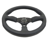 NRG RST-023MB-R - Reinforced Steering Wheel (350mm / 2.5in. Deep) Blk Leather Comfort Grip w/5mm Matte Blk Spokes