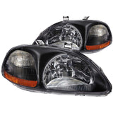 ANZO 121067 FITS: 1996-1998 Honda Civic Crystal Headlights Black