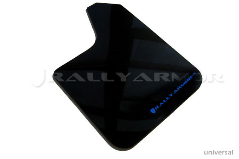 Rally Armor MF12-UR-BLK/BL FITS: Universal fitment (no hardware) UR Black Mud Flap w/ Blue Logo
