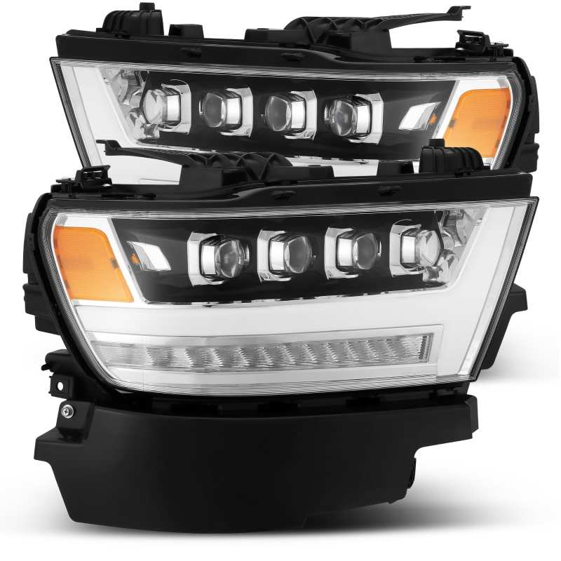 AlphaRex 880517 FITS 19-20 Ram 1500HD NOVA LED Proj Headlights Plank Style Chrome w/Activ Light/Seq Signal/DRL