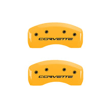 Load image into Gallery viewer, MGP 13008SCV6YL FITS 4 Caliper Covers Engraved Front &amp; Rear C6/Corvette Yellow finish black ch