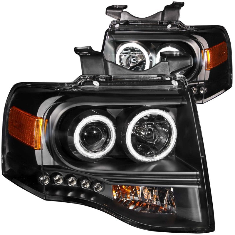 ANZO - [product_sku] - ANZO 2007-2014 Ford Expedition Projector Headlights w/ Halo Black - Fastmodz