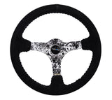 NRG RST-036DC-S - Reinforced Steering Wheel (350mm / 3in. Deep) Blk Suede w/Hydrodipped Digi-Camo Spokes
