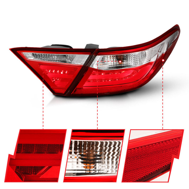 ANZO 321335 FITS 2015-2016 Toyota Camry LED Taillights Red/Clear