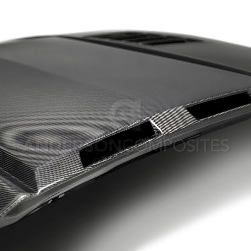 Anderson Composites AC-HD18FDMU-AB-DS FITS 2018-2019 Ford Mustang Ram Air Double Sided Carbon Fiber Hood