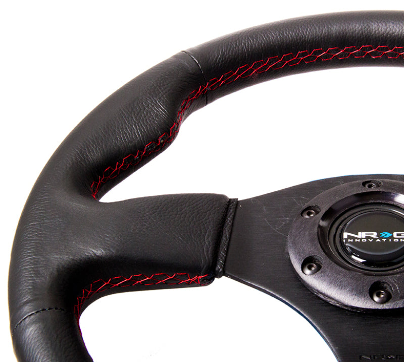NRG RST-012R-RS - Reinforced Steering Wheel (320mm) Leather w/Red Stitch