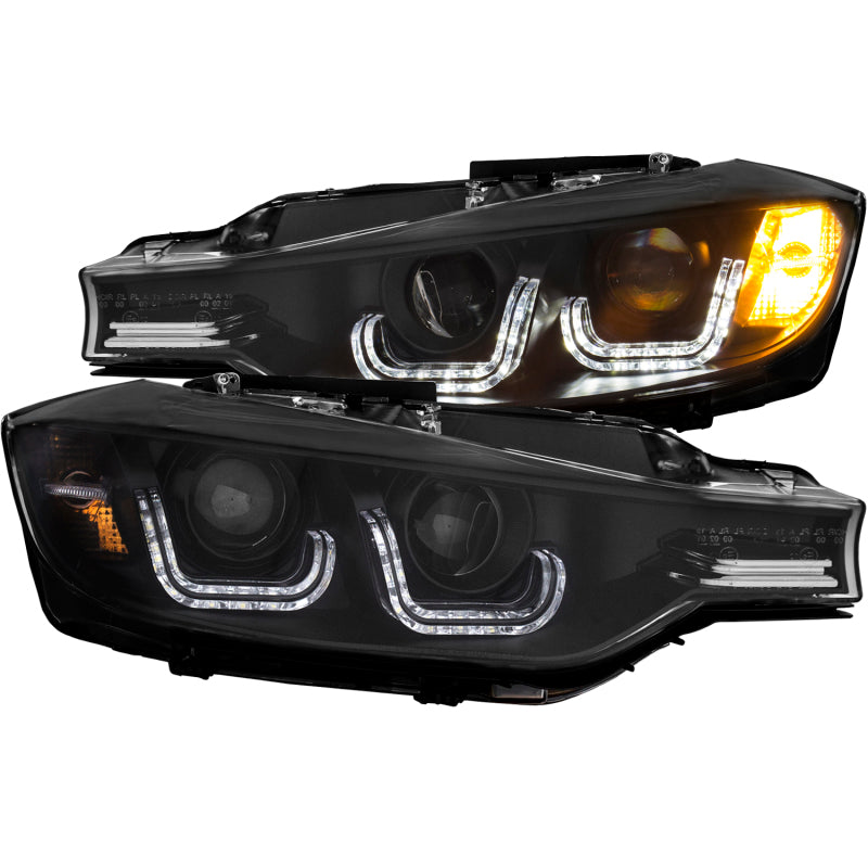 ANZO - [product_sku] - ANZO 2012-2015 BMW 3 Series Projector Headlights w/ U-Bar Black (HID Compatible) - Fastmodz