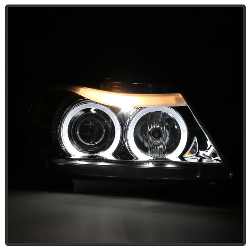 SPYDER 5009029 - Spyder BMW E90 3-Series 06-08 (4 dr) Proj LED Halo Amber Reflctr Rplc Bulb Smke PRO-YD-BMWE9005-AM-S