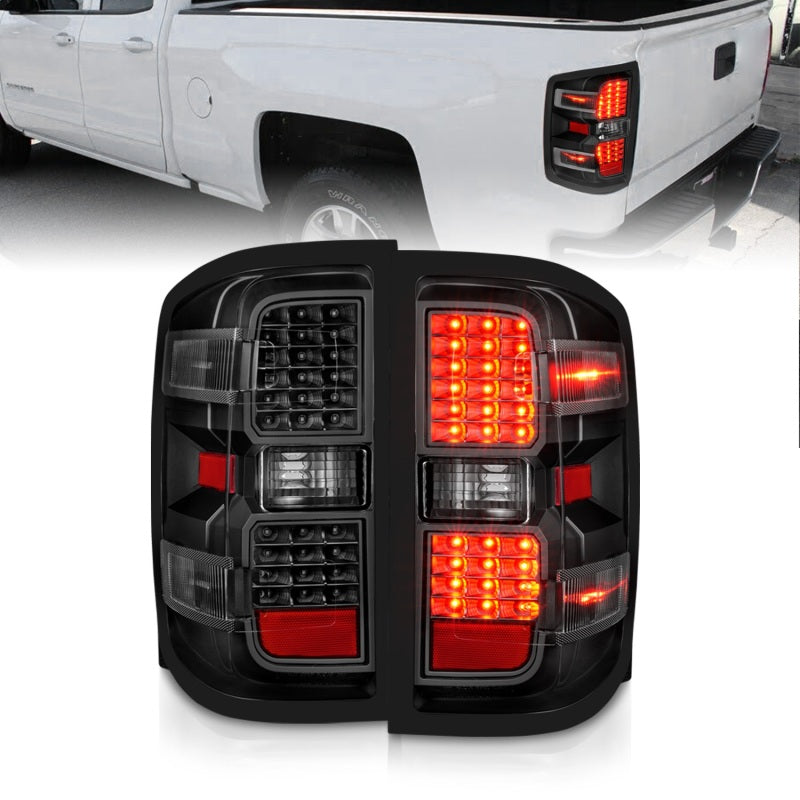 ANZO 311423 FITS 15-19 Chevy Silverado 2500HD/3500HD (Factory Halogen Only) LED Tail Lights Black w/Clear Lens