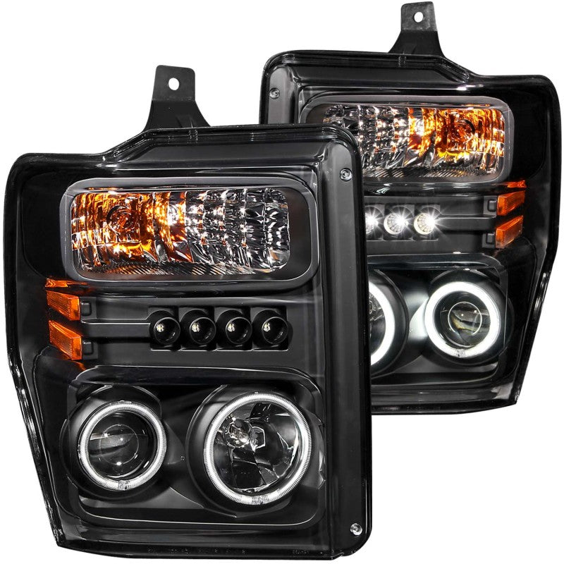 ANZO 111168 FITS: 2008-2010 Ford F-250 Projector Headlights w/ Halo Black (CCFL)