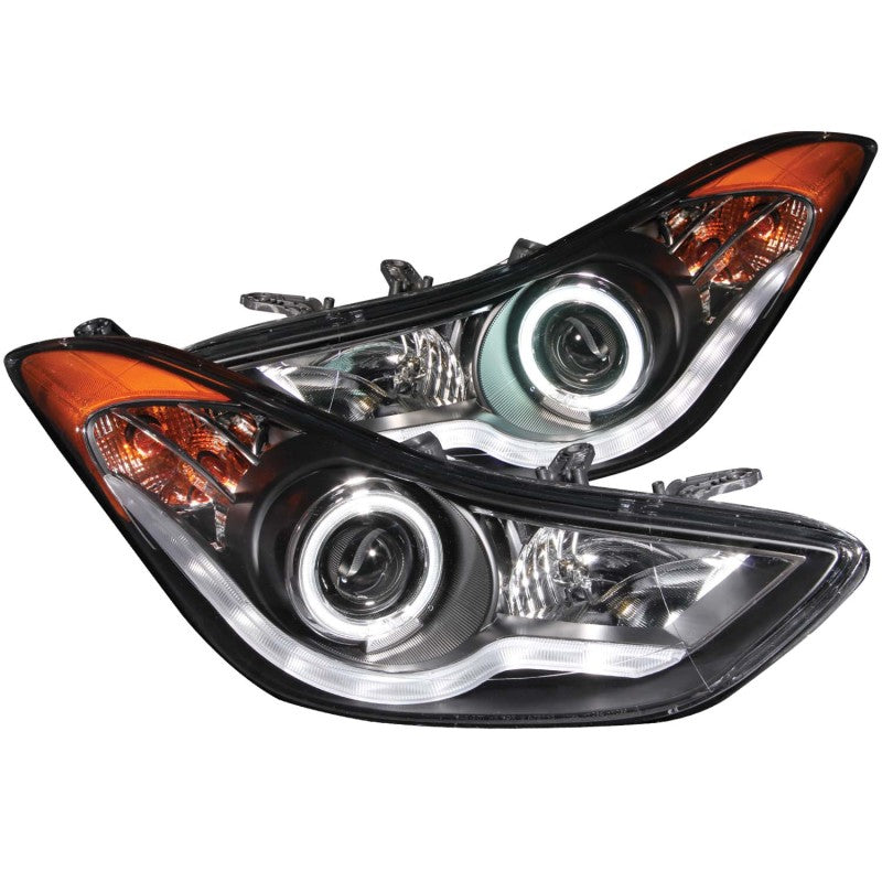 ANZO 121456 FITS 2011-2014 Hyundai Elantra Projector Headlights w/ Halo Black (CCFL)