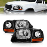 ANZO 111460 FITS 1997-2003 Ford F150 Crystal Headlight Black w/ Parking Light