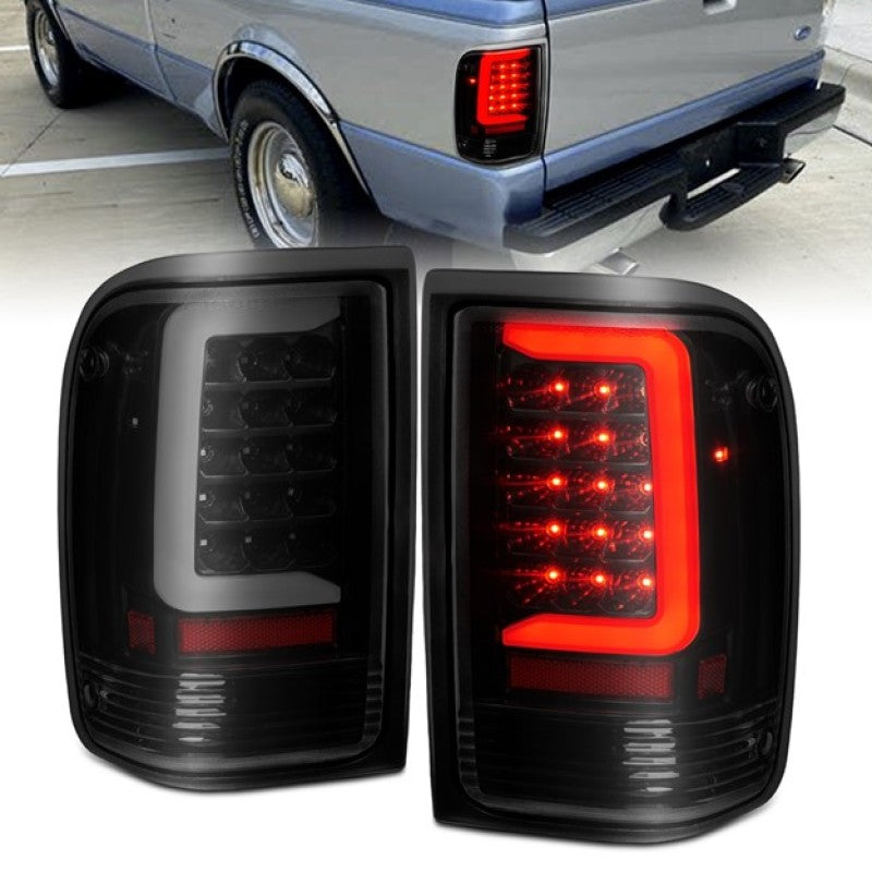 ANZO 311360 -  FITS: 1993-1997 Ford Ranger LED Tail Lights w/ Light Bar Black Housing Clear Lens