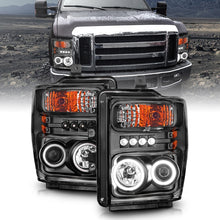 Load image into Gallery viewer, ANZO 111168 FITS: 2008-2010 Ford F-250 Projector Headlights w/ Halo Black (CCFL)