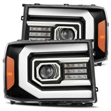 AlphaRex 880606 - 07-13 GMC 1500HD PRO-Series Proj Headlights Plank Style Matte Blk w/Activ Light/Seq Signal