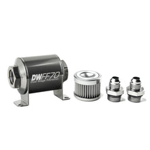 Load image into Gallery viewer, DeatschWerks 8-03-070-010K-8 - Stainless Steel 8AN 10 Micron Universal Inline Fuel Filter Housing Kit (70mm)